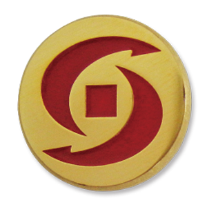 カラー社章　丸型　金メッキ＋色入れ