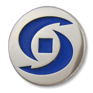 カラー社章　丸型　銀色メッキ＋色入れ