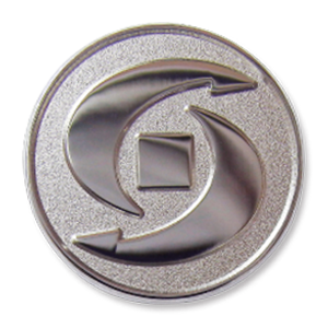 スタンダード社章　丸型　銀色メッキコントラスト