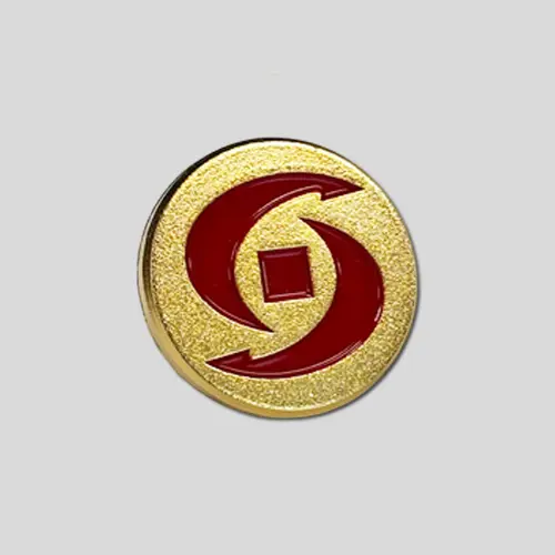 社章バッジ ブラスト金メッキ＋色入れ