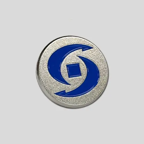 社章バッジ ブラスト銀色メッキ＋色入れ